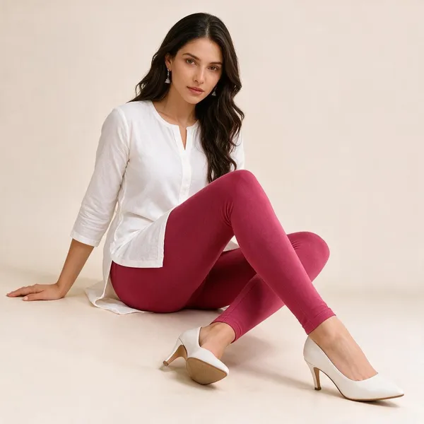 Tomato_Cotton_Lycra_Ankle_Length_Leggings_For_Women