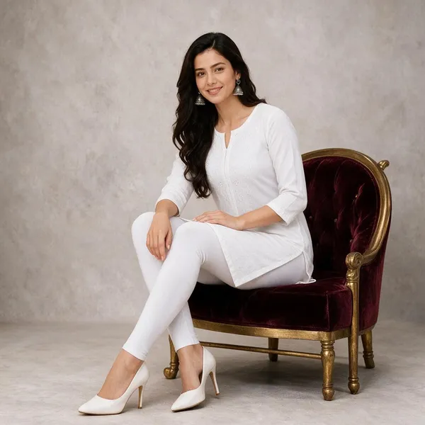 White_Cotton_Lycra_Ankle_Length_Leggings_For_Women
