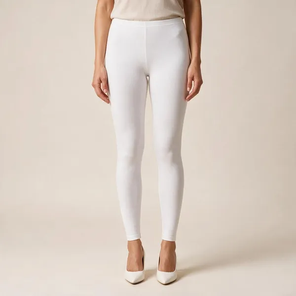White_Cotton_Lycra_Ankle_Length_Leggings_For_Women