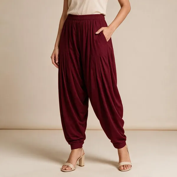 Maroon_Pure_Cotton_Patiala_Salwar_Pant_For_Women
