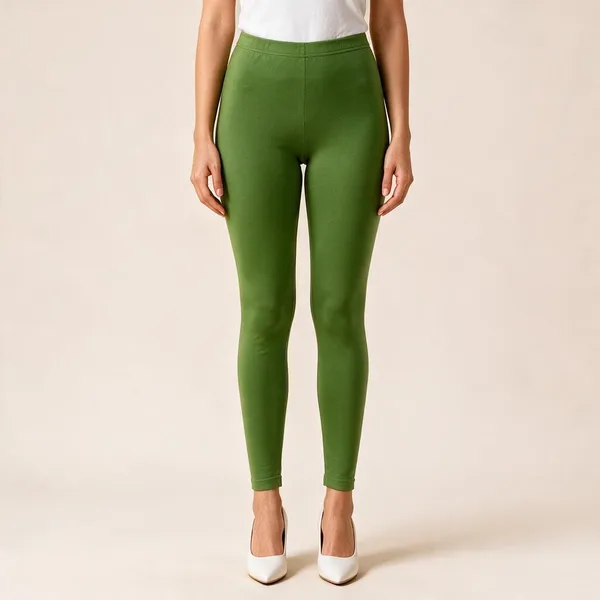 Light_Parrot_Green_Cotton_Lycra_Ankle_Length_Leggings_For_Women