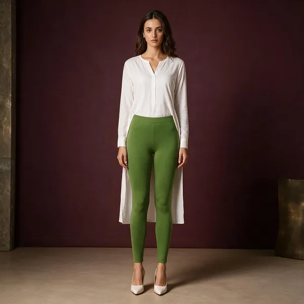 Light_Parrot_Green_Cotton_Lycra_Ankle_Length_Leggings_For_Women