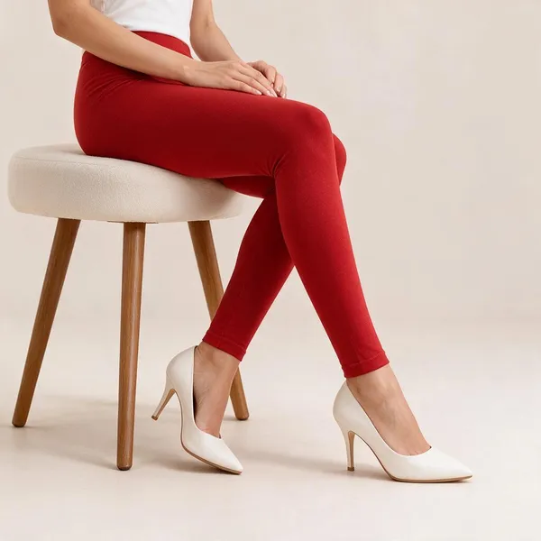 Red_Cotton_Lycra_Ankle_Length_Leggings_For_Women