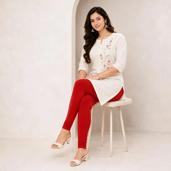 Red_Cotton_Lycra_Churidar_Leggings_For_Women