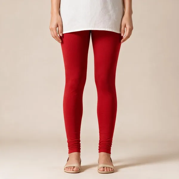 Red_Cotton_Lycra_Churidar_Leggings_For_Women