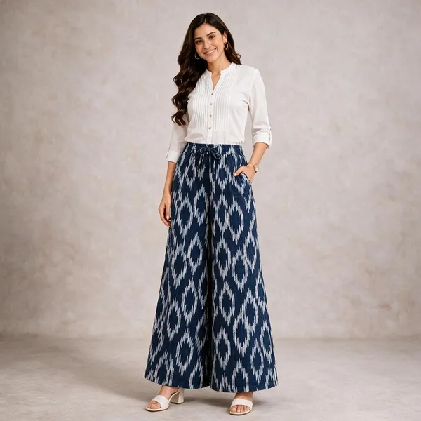 Blue_Pure_Cotton_Flared_Palazzo_For_Women
