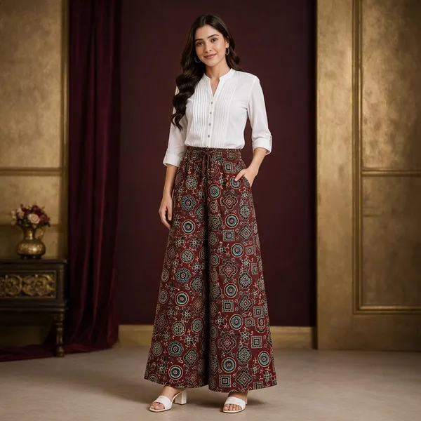 Maroon_Pure_Cotton_Flared_Palazzo_For_Women