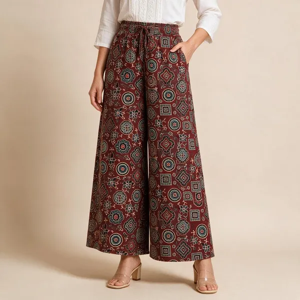 Maroon_Pure_Cotton_Flared_Palazzo_For_Women