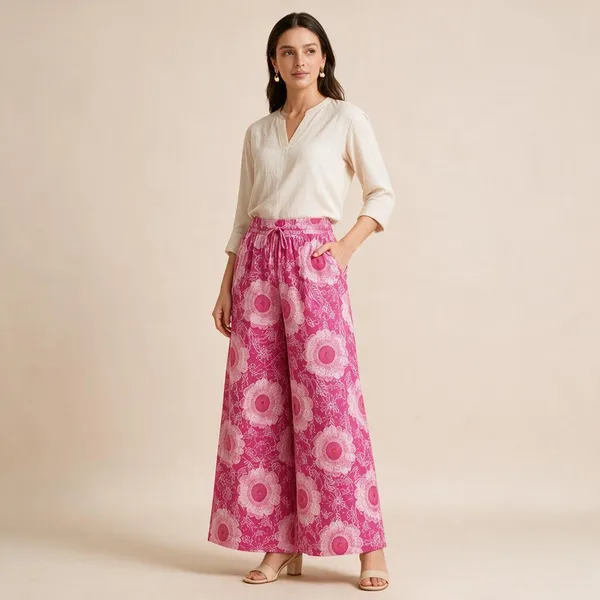 Pink_Pure_Cotton_Flared_Palazzo_For_Women