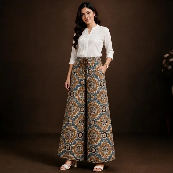 Brown_Pure_Cotton_Flared_Palazzo_For_Women
