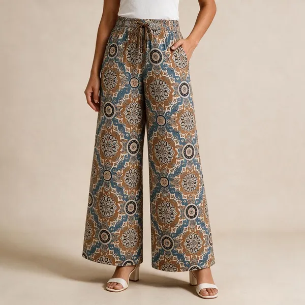 Brown_Pure_Cotton_Flared_Palazzo_For_Women