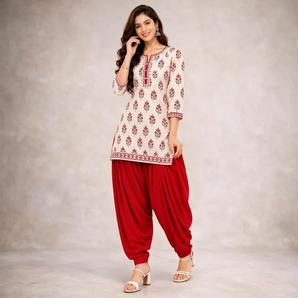 Red_Pure_Cotton_Patiala_Salwar_Pant_For_Women