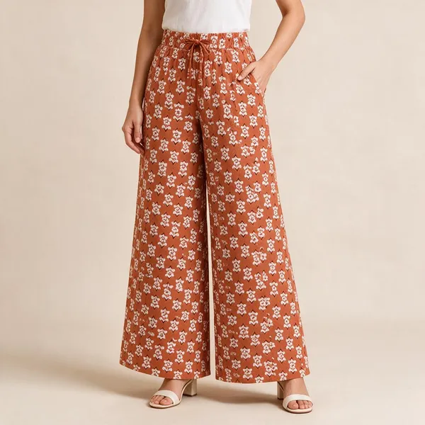 Orange_Pure_Cotton_Flared_Palazzo_For_Women