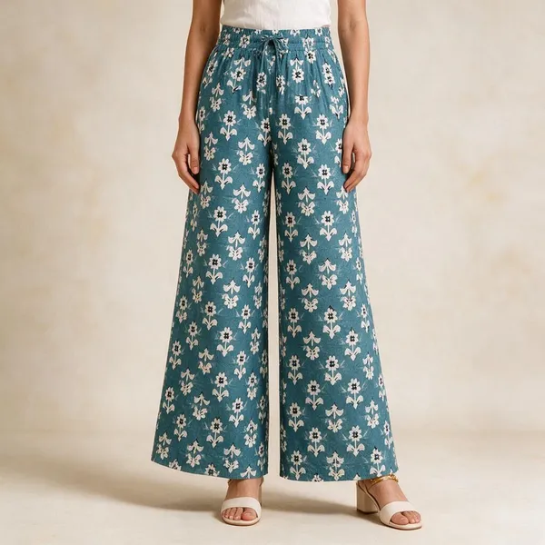 Teal_Pure_Cotton_Flared_Palazzo_For_Women