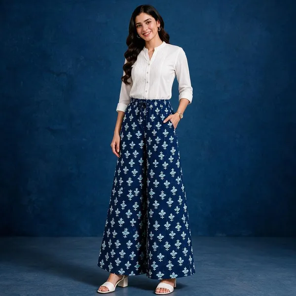 Blue_Pure_Cotton_Flared_Palazzo_For_Women