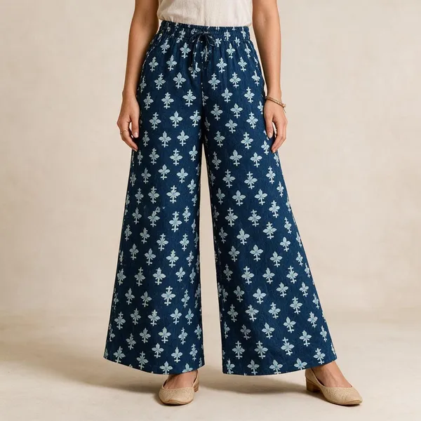 Blue_Pure_Cotton_Flared_Palazzo_For_Women
