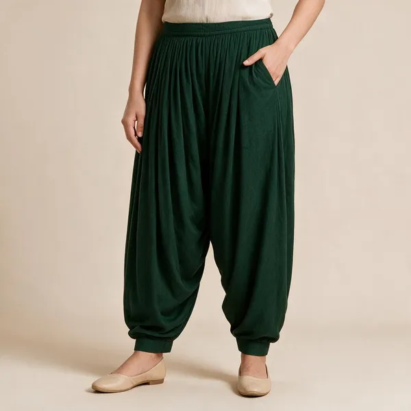Bottle_Green_Pure_Cotton_Patiala_Salwar_Pant_For_Women