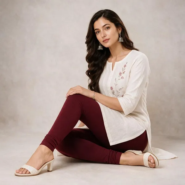 Maroon_Cotton_Lycra_Churidar_Leggings_For_Women