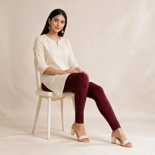 Maroon_Cotton_Lycra_Churidar_Leggings_For_Women