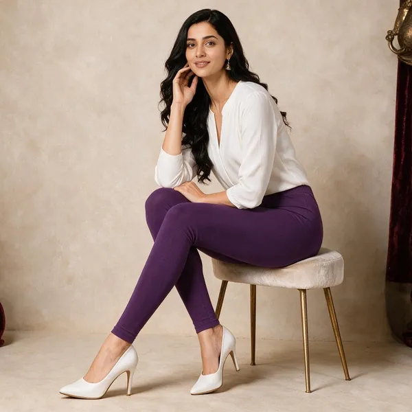 Violet_Cotton_Lycra_Ankle_Length_Leggings_For_Women