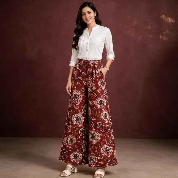Maroon_Pure_Cotton_Flared_Palazzo_For_Women