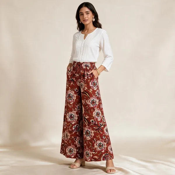 Maroon_Pure_Cotton_Flared_Palazzo_For_Women