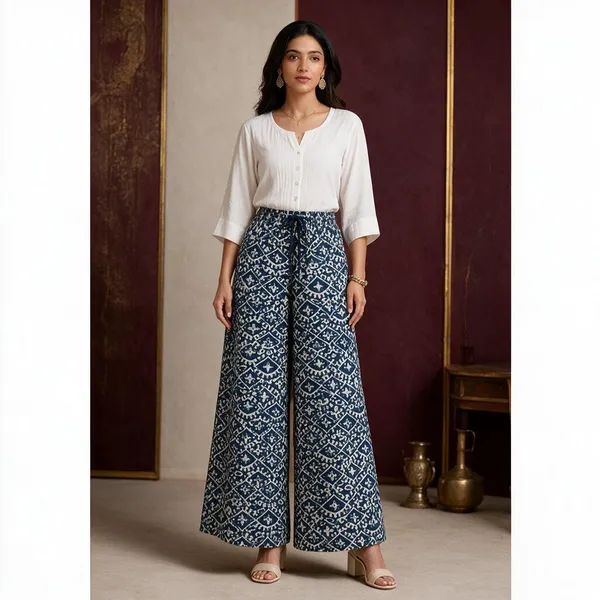Navy_Blue_Pure_Cotton_Flared_Palazzo_For_Women