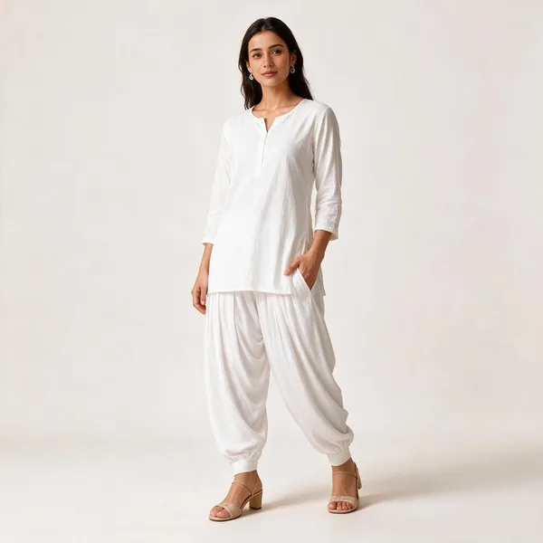 White_Pure_Cotton_Patiala_Salwar_Pant_For_Women