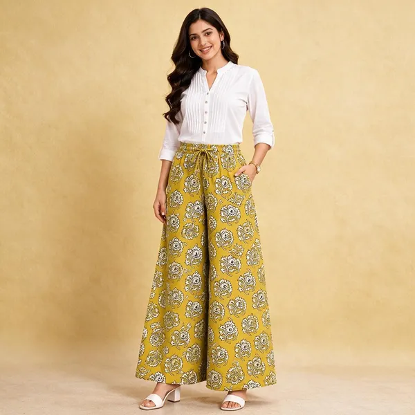 Mustard_Pure_Cotton_Flared_Palazzo_For_Women