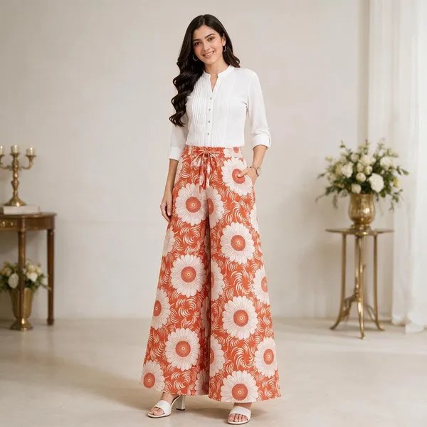 Orange_Pure_Cotton_Flared_Palazzo_For_Women