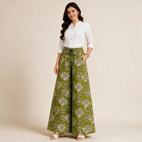 Green_Pure_Cotton_Flared_Palazzo_For_Women