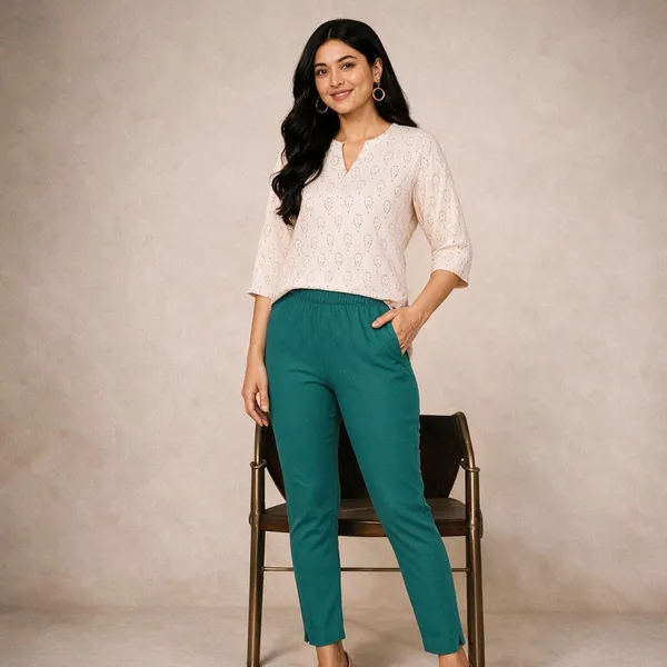 Rama_Green_Cotton_Lycra_Relaxed_Fit_Kurti_Pant_For_Women