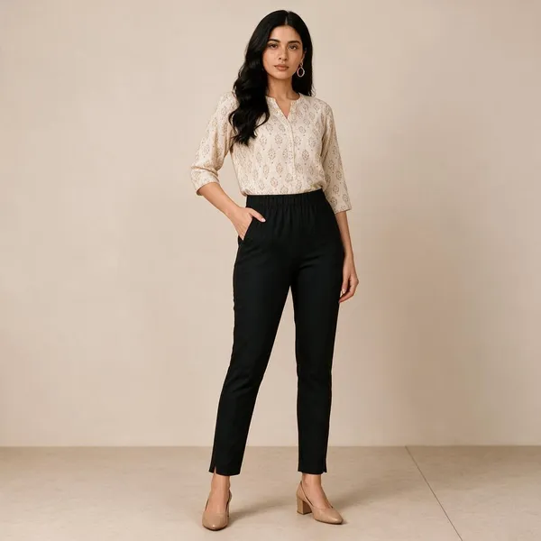 Black_Cotton_Lycra_Relaxed_Fit_Kurti_Pant_For_Women