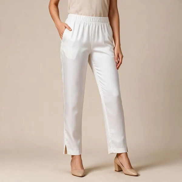 White_Premium_Cotton_Lycra_Straight_Kurti_Pant_For_Women