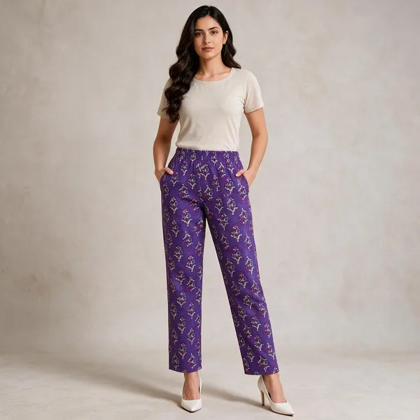 Purple_Printed_Pure_Cotton_Printed_Straight_Fit_Pants_For_Women
