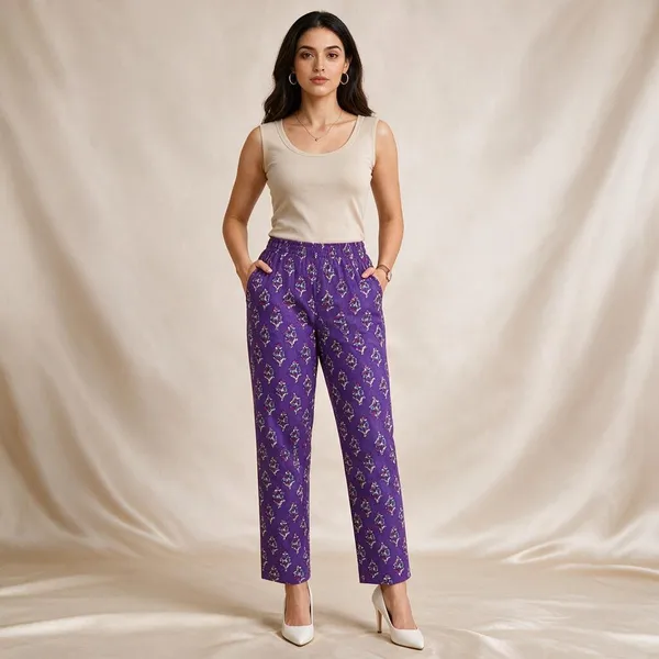 Purple_Printed_Pure_Cotton_Printed_Straight_Fit_Pants_For_Women