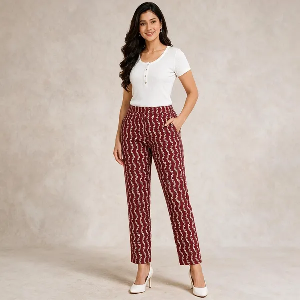 Maroon_Printed_Pure_Cotton_Printed_Straight_Fit_Pants_For_Women
