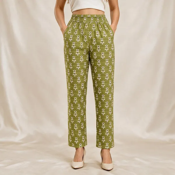 Green_Printed_Pure_Cotton_Printed_Straight_Fit_Pants_For_Women