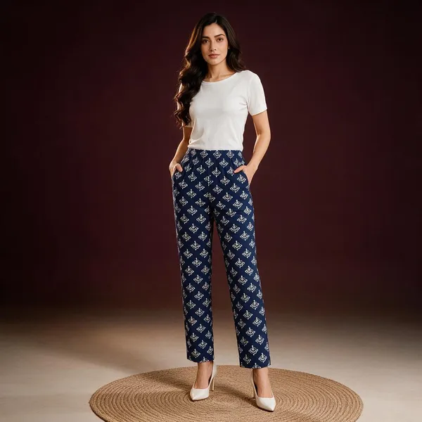 Blue_Pure_Cotton_Straight_Fit_Pants_For_Women