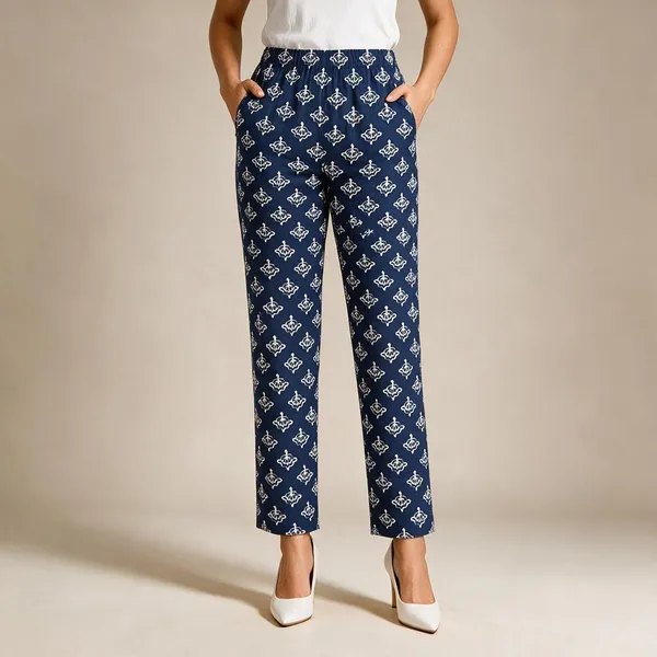 Blue_Pure_Cotton_Straight_Fit_Pants_For_Women