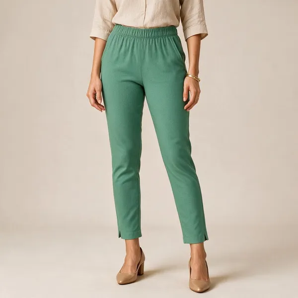 Sea_Green_Cotton_Lycra_Relaxed_Fit_Kurti_Pant_For_Women