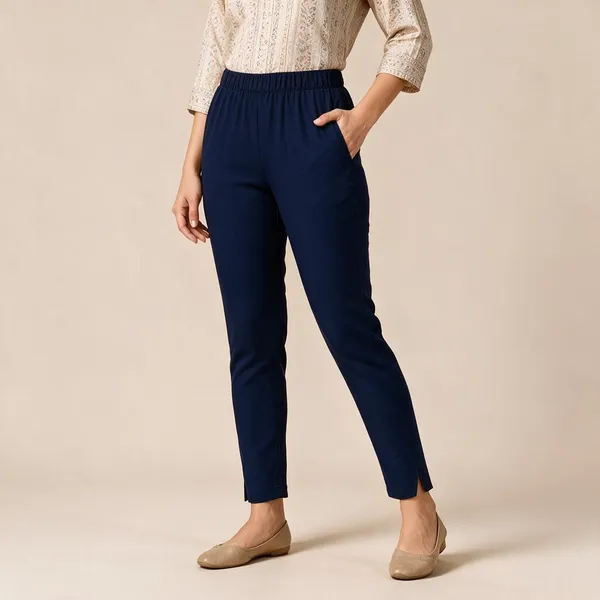 Navy_Blue_Cotton_Lycra_Relaxed_Fit_Kurti_Pant_For_Women