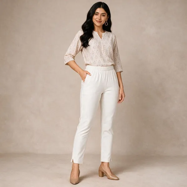 Off_White_Cotton_Lycra_Relaxed_Fit_Kurti_Pant_For_Women