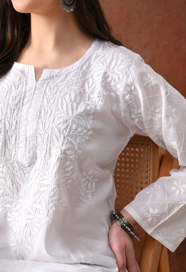 Pure_Grace_Hand_Embroidered_Chikankari_Cotton_Kurta_Classic_White