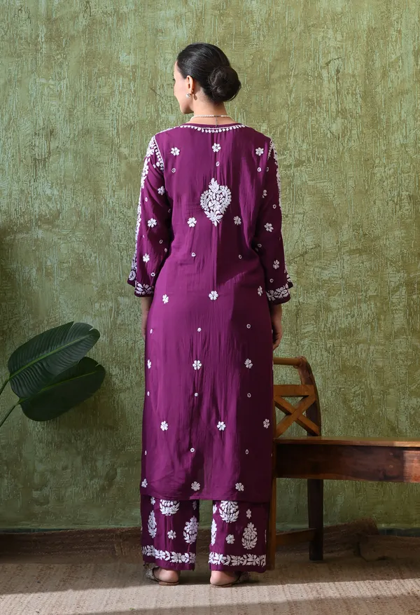Hand_Embroidered_Chikankari_Modal_Plazo_Set_3d_Work-Purple