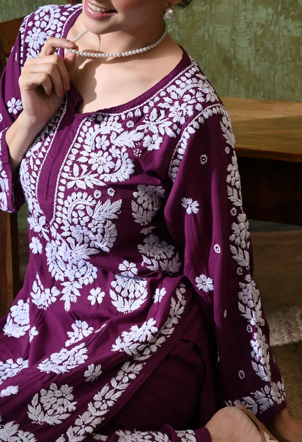 Hand_Embroidered_Chikankari_Modal_Plazo_Set_3d_Work-Purple