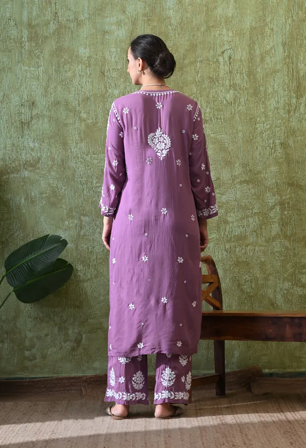 Hand_Embroidered_Chikankari_Modal_Plazo_Set_3d_Work-Light_Purple