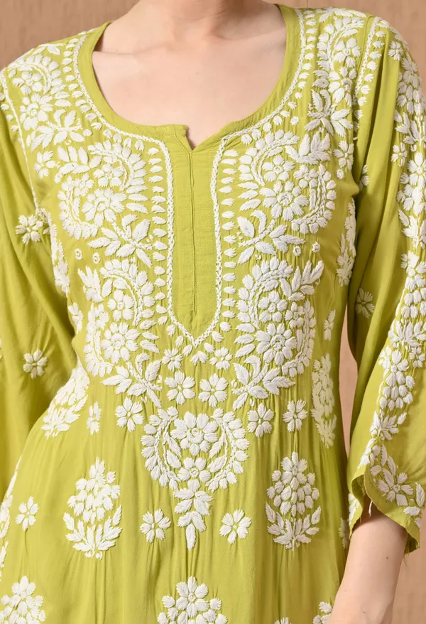 Hand_Embroidered_Chikankari_Modal_Plazo_Set_3d_Work-Sea_Green