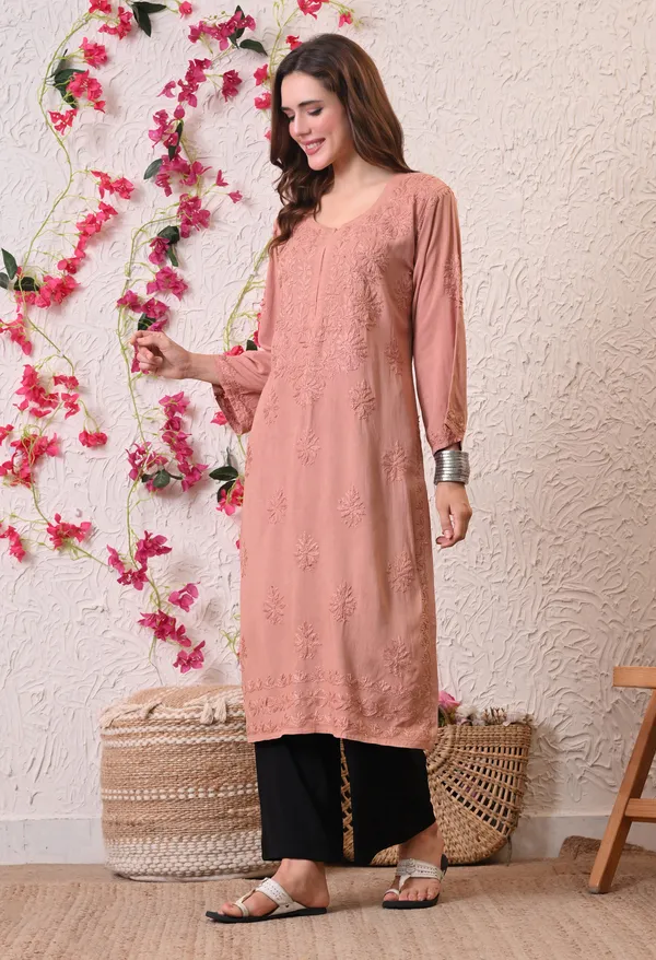 Syrish_Brown_Hand_Embroidered_Lucknowi_Chikankari_Rayon_Kurta