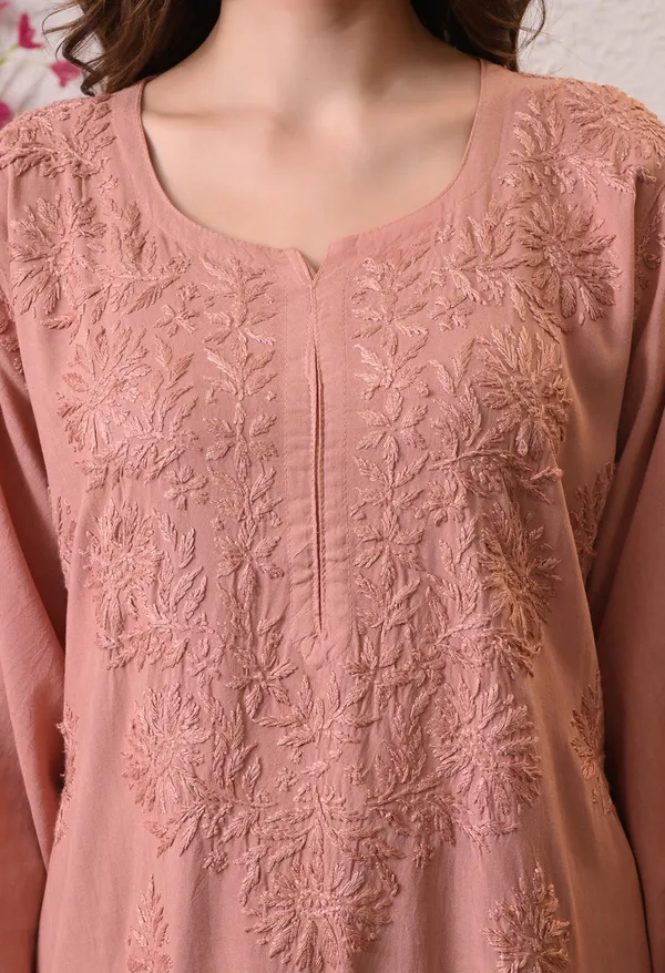 Syrish_Brown_Hand_Embroidered_Lucknowi_Chikankari_Rayon_Kurta